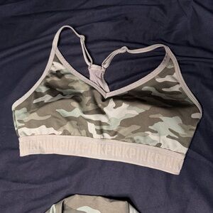 PINK Victoria's Secret Olive Green Camouflage Sports Bra